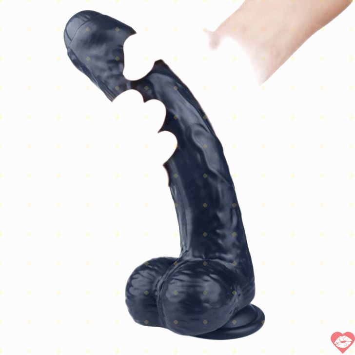 Dildo Đen Không Cắt 9 Inch Lớn Mềm An Toàn