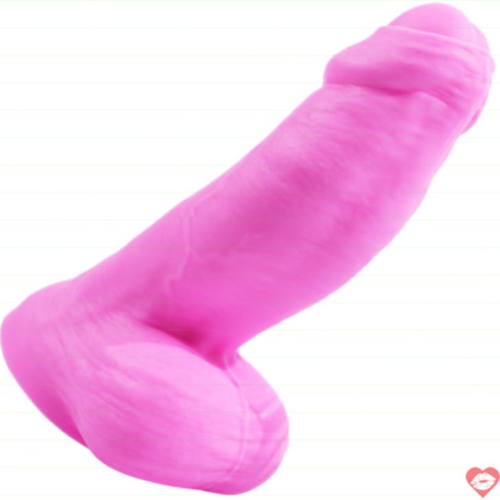 Dildo Silicone Hồng Béo Bao Quy Đầu Thật Custom An Toàn Y Tế