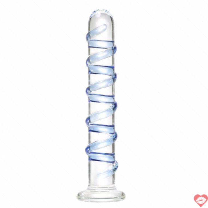 Thủy Tinh Dildo Xanh 18cm Gân Guốc - Trơn Tru Đam Mê
