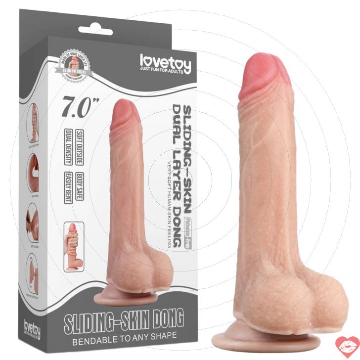 7 Inch Sliding Skin Dildo Balls Siêu Thật