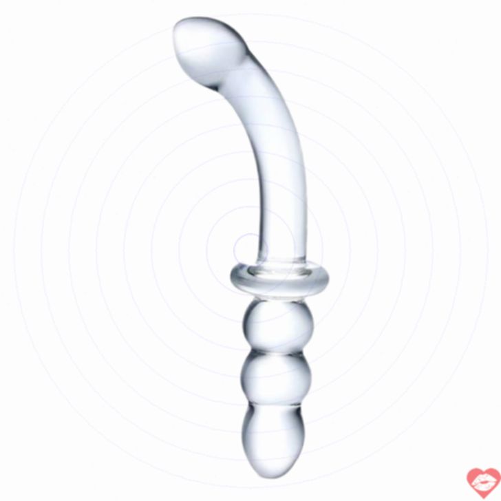 Glass 8Inch Sườn G-spot Kép Thủy Tinh Cứng Gắt 