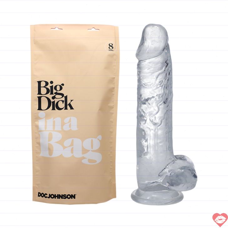 Doc Johnson Big Clear Dildo 8 Inch TPE Trong Suốt Thực Tế 