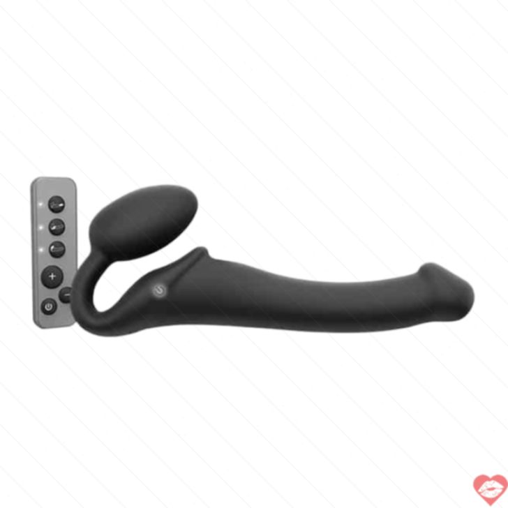 Strap-on-me 3Motor Rung Pu Đen Mạnh Gấp Ba Khoái Lạc 