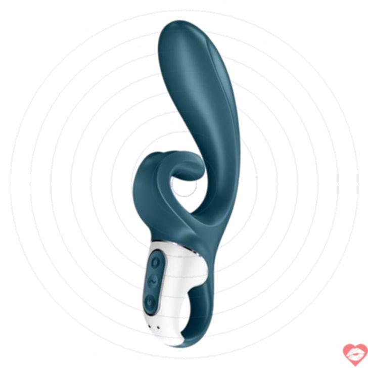 Satisfyer Hug Me Rabbit Xám Xanh Rung 21cm