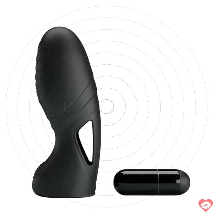 Vibro ngón Pretty Love Alan đen silicone relief 10cm