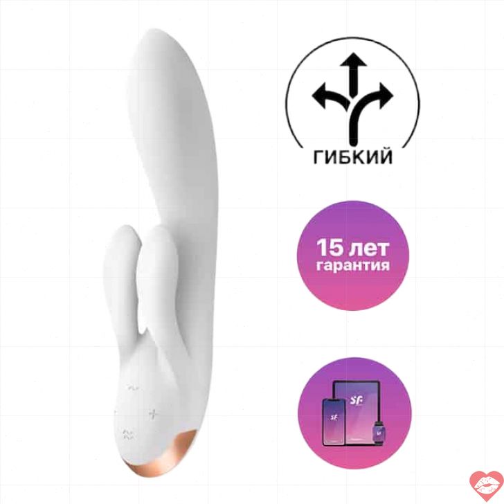 Satisfyer Double Flex Thỏ Rung Đôi Trắng