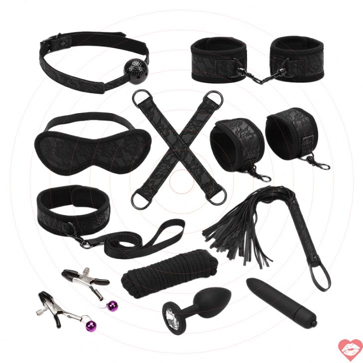 BDSM Lace Kit Liebe Seele 11pc Đen Quyến Rũ Nồng 