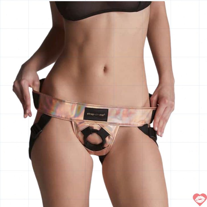 Strap-on Curious OS Vàng Hồng Da Giả Quyến Rũ 