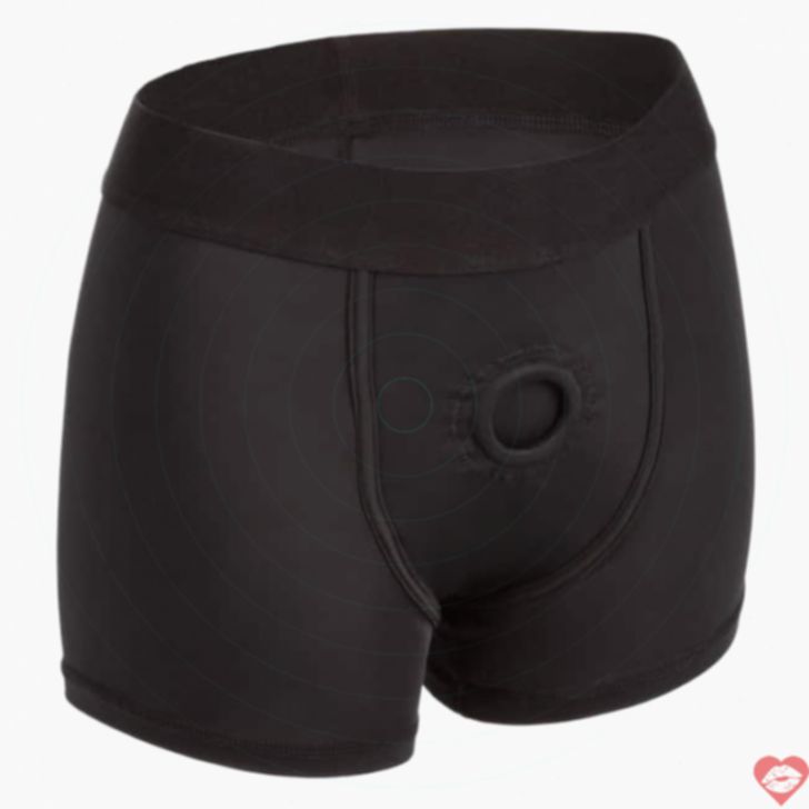 Quần boxer đeo strap on CalExotics đen 