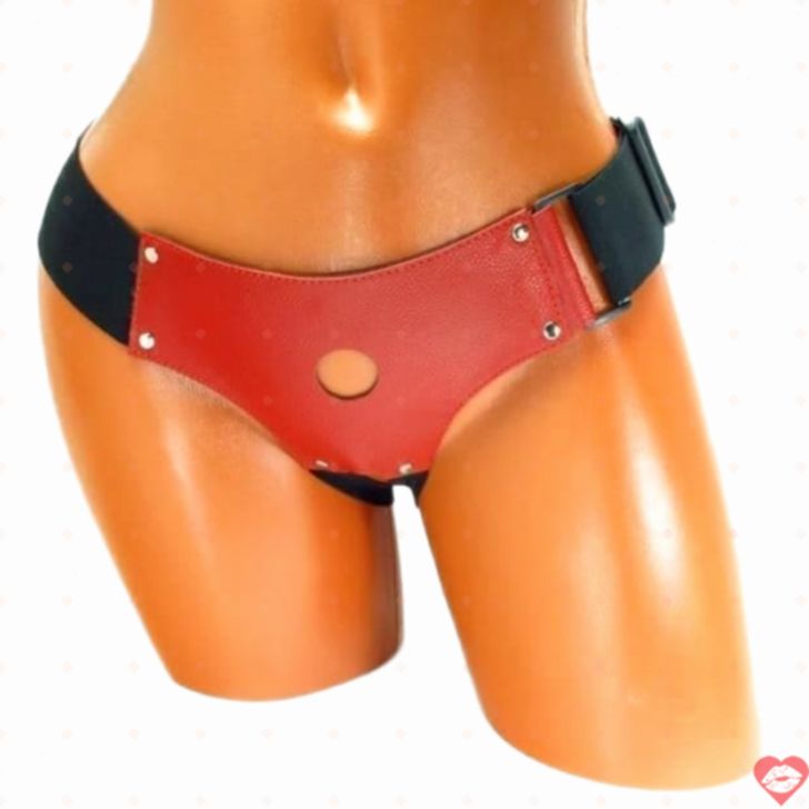 Quần Lót Strapon BDSM Da Đỏ Nút 2.5cm Kịch Tính 