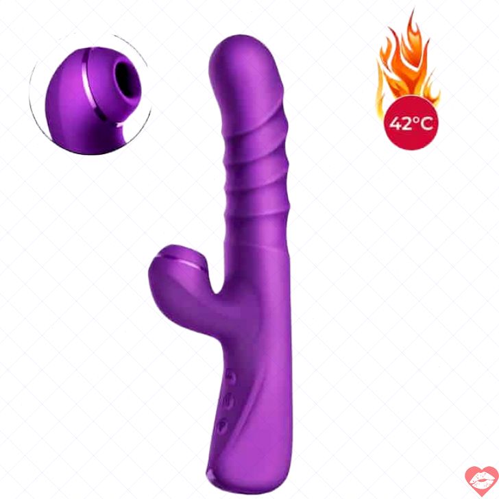 Vibro thỏ Erocome Phoenix tím hút sưởi 23cm đa năng